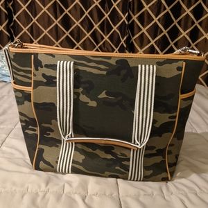 Camo Zippered Tote Shoulder Work  School Bag